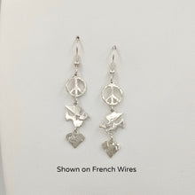 Load image into Gallery viewer, Let There be Peace on Earth...Peace Sign,Dove and Heart Earrings