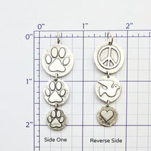 Load image into Gallery viewer, Puppy Dog or Kitty Cat Paw Print Tri-Coin Drop Reversible Pendant