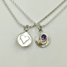 Load image into Gallery viewer, Celestial Celebration Petite Pendant or Charm with Heart and Gemstone - Reversible