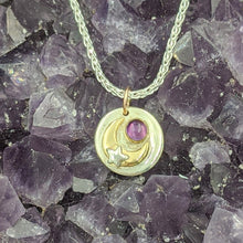 Load image into Gallery viewer, Celestial Celebration Petite Pendant or Charm with Heart and Gemstone - Reversible