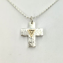 Load image into Gallery viewer, Cross - Heavy "T" Pendant - Sterling Silver with Symbolic Icons
