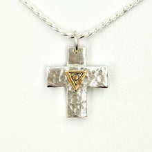 Load image into Gallery viewer, Cross - Heavy "T" Pendant - Sterling Silver with Symbolic Icons