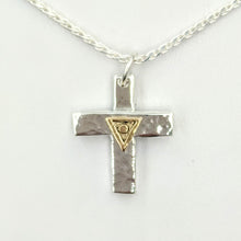 Load image into Gallery viewer, Cross "T" Pendant - Sterling Silver with Symbolic Icons