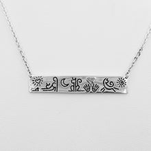Load image into Gallery viewer, Kitty Cat Icon Bar Necklaces with Heart