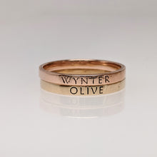 Load image into Gallery viewer, Custom Name Rings - with or without Diamond Accents - 3mm