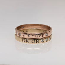 Load image into Gallery viewer, Custom Name Rings - with or without Diamond Accents - 3mm