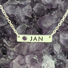 Load image into Gallery viewer, Custom Bar Name Necklaces with Gemstones  - Sterling Silver