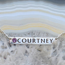 Load image into Gallery viewer, Custom Bar Name Necklaces with Gemstones  - Sterling Silver