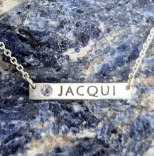 Load image into Gallery viewer, Custom Bar Name Necklaces with Gemstones  - Sterling Silver