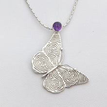 Load image into Gallery viewer, Custom Monarch Butterfly Fingerprint Pendant with Gemstone