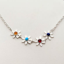 Load image into Gallery viewer, Flower Power Sterling Silver Necklace with Colored Gemstones - Custom