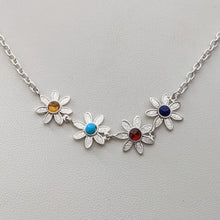 Load image into Gallery viewer, Flower Power Sterling Silver Necklace with Colored Gemstones - Custom