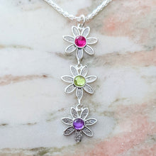 Load image into Gallery viewer, Flower Power Drop Pendant with Colored Cabochon Gemstones - Custom