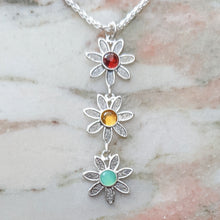 Load image into Gallery viewer, Flower Power Drop Pendant with Colored Cabochon Gemstones - Custom