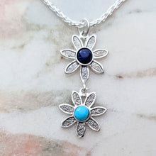 Load image into Gallery viewer, Flower Power Drop Pendant with Colored Cabochon Gemstones - Custom