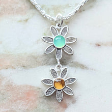 Load image into Gallery viewer, Flower Power Drop Pendant with Colored Cabochon Gemstones - Custom