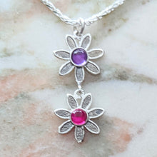 Load image into Gallery viewer, Flower Power Drop Pendant with Colored Cabochon Gemstones - Custom
