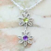 Load image into Gallery viewer, Flower Power Drop Pendant with Colored Cabochon Gemstones - Custom