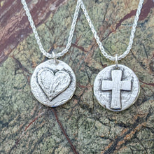 Load image into Gallery viewer, Spiritual Heart Coin with Cross - Reversible Charm or Coin