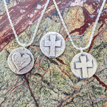 Load image into Gallery viewer, Spiritual Heart Coin with Cross - Reversible Charm or Coin