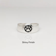 Load image into Gallery viewer, Cat and Dog Passion Paw Print Signet Ring in Sterling Silver
