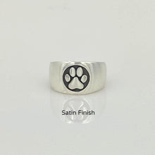 Load image into Gallery viewer, Cat and Dog Passion Paw Print Signet Ring in Sterling Silver