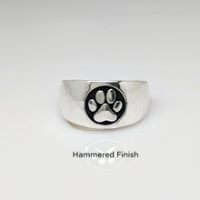 Load image into Gallery viewer, Cat and Dog Passion Paw Print Signet Ring in Sterling Silver