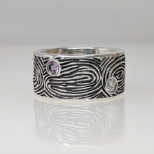 Load image into Gallery viewer, Custom Fingerprint Band with Gemstones