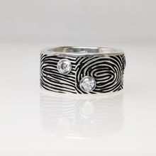 Load image into Gallery viewer, Custom Fingerprint Band with Gemstones