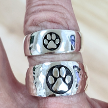 Load image into Gallery viewer, Cat and Dog Passion Paw Print Signet Ring in Sterling Silver