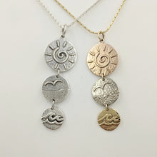 Load image into Gallery viewer, Seaside Treasures Tri-Coin Drop Pendant