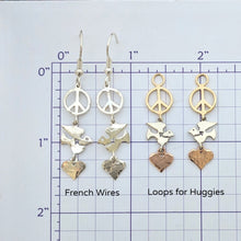 Load image into Gallery viewer, Let There be Peace on Earth...Peace Sign,Dove and Heart Earrings