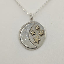 Load image into Gallery viewer, Celestial Crescent Moon and Stars Pendant