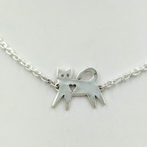 Kitty Cat Necklace or  ID Style Bracelet - Sterling Silver