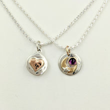 Load image into Gallery viewer, Celestial Celebration Petite Pendant or Charm with Heart and Gemstone - Reversible