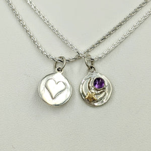 Celestial Celebration Petite Pendant or Charm with Heart and Gemstone - Reversible