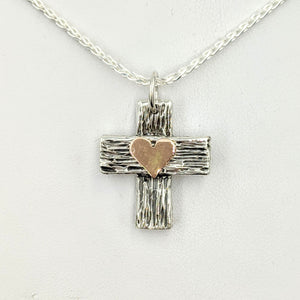 Cross - Heavy "T" Pendant - Sterling Silver with Symbolic Icons