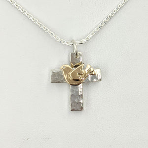 Cross "T" Pendant - Sterling Silver with Symbolic Icons