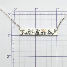 Load image into Gallery viewer, Kitty Cat Icon Bar Necklaces with Heart