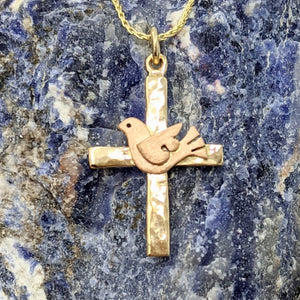 14K Gold Cross with Symbolic Icons