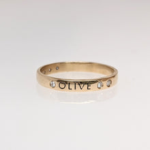 Load image into Gallery viewer, Custom Name Rings - with or without Diamond Accents - 3mm