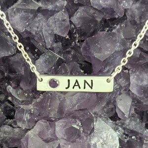 Custom Bar Name Necklaces with Gemstones  - Sterling Silver