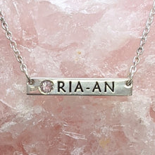 Load image into Gallery viewer, Custom Bar Name Necklaces with Gemstones  - Sterling Silver