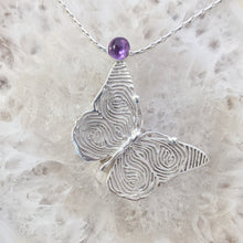 Load image into Gallery viewer, Custom Monarch Butterfly Fingerprint Pendant with Gemstone