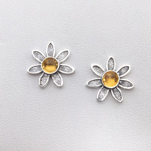 Flower Power Earrings with Colored Gemstones - Custom