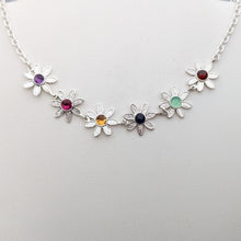 Load image into Gallery viewer, Flower Power Sterling Silver Necklace with Colored Gemstones - Custom