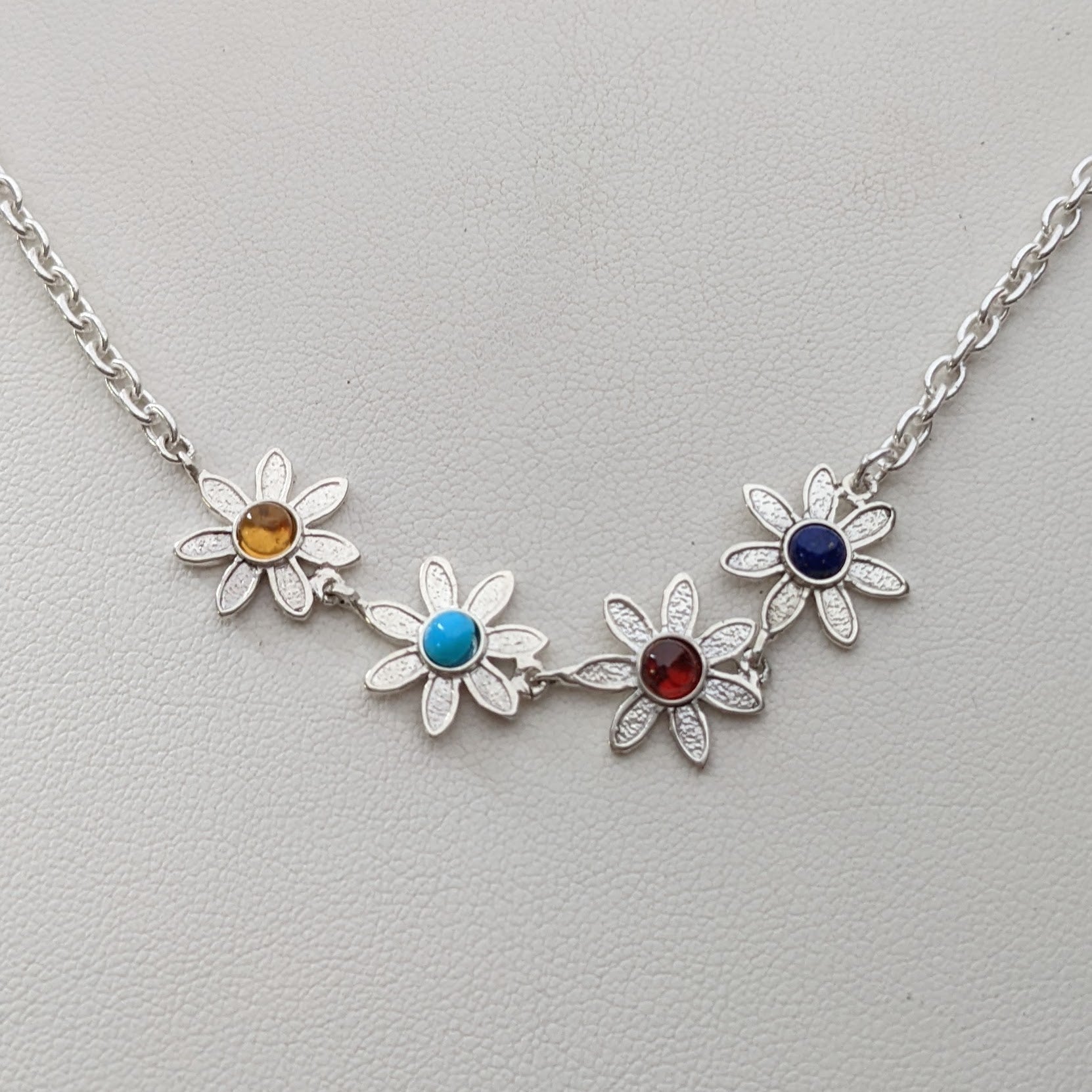 Flower Power Sterling Silver Necklace with Colored Gemstones - Custom –  Heart and Soul Jewelry