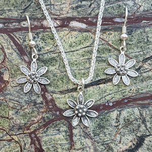 Flower Power Ensemble - Petite Pendant and Matching Earrings