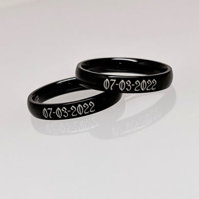 Stainless Steel Wedding Bands - Black - Can be Customized with Engraving