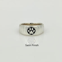 Load image into Gallery viewer, Cat and Dog Passion Paw Print Signet Ring in Sterling Silver